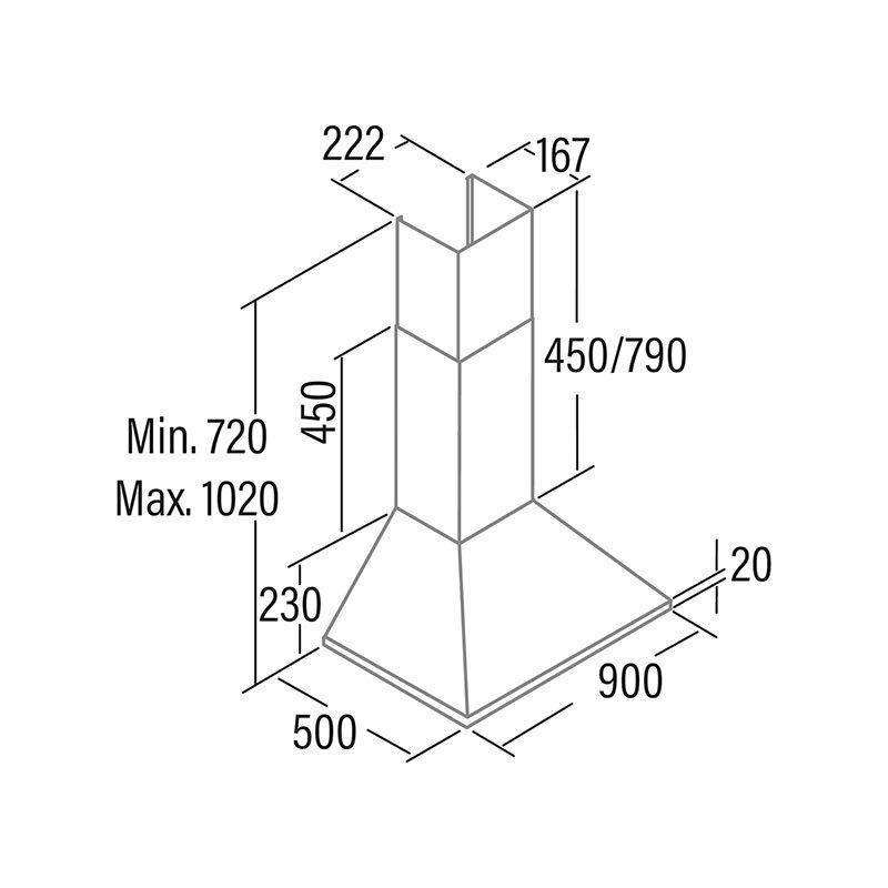 Campana decorativa de pared Cata OMEGA900BK/L – 90 cm, 645 m³/h, LED