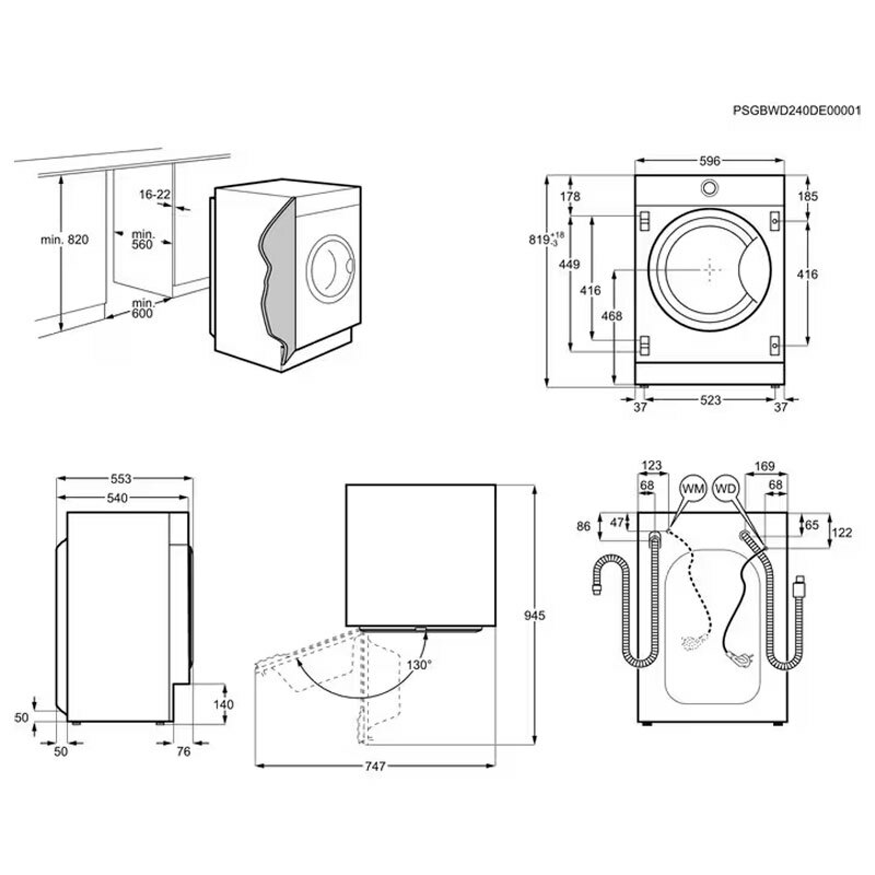Lavadora integrable AEG LFN7E8436F – 8 kg, 1.400 rpm, ProSteam