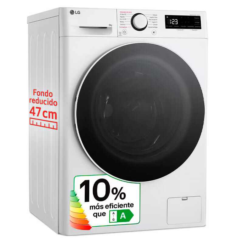 Lavadora carga frontal LG F2WR5S08A0W – 8 kg, AI Direct Drive, Vapor