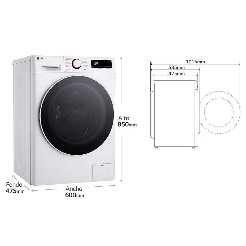 Lavadora carga frontal LG F2WR5S08A0W – 8 kg, AI Direct Drive, Vapor