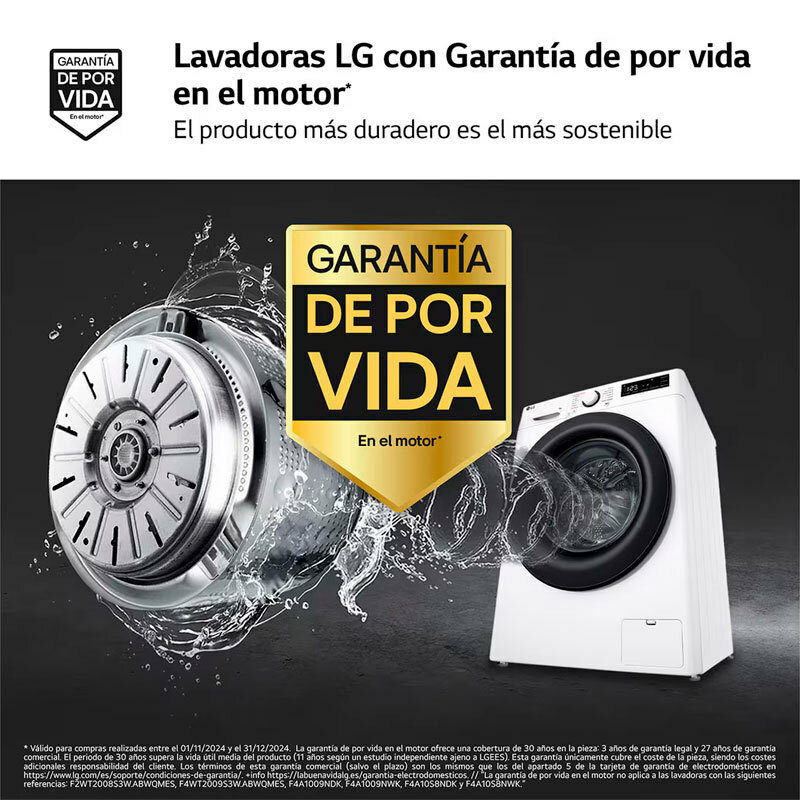 Lavadora carga frontal LG F2WR5S08A0W – 8 kg, AI Direct Drive, Vapor