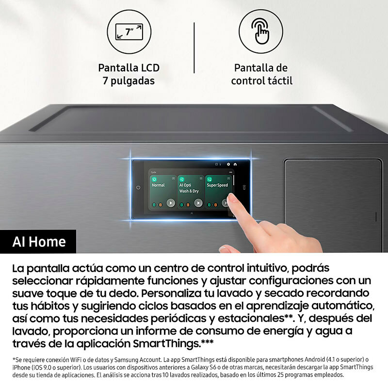 Lavadora carga frontal Samsung WF90F09C4SU3 – 9 kg, 1.400 rpm, Dosificación automática