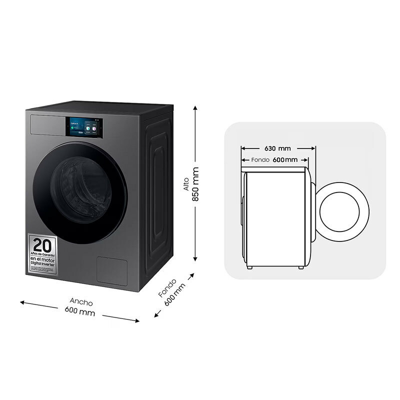 Lavadora carga frontal Samsung WF90F09C4SU3 – 9 kg, 1.400 rpm, Dosificación automática