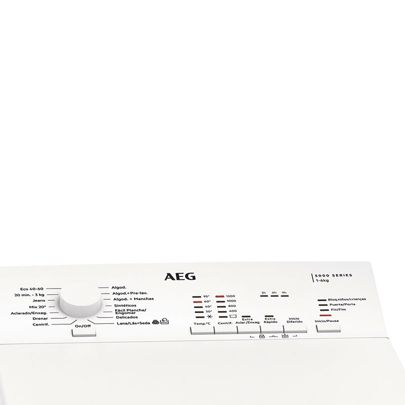Lavadora carga superior AEG LTA5N6230E – 6 kg, Motor Inverter, Clase A
