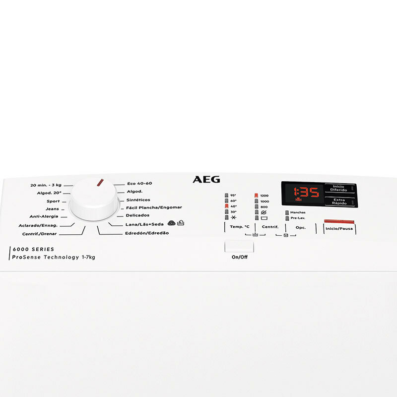 Lavadora carga superior AEG LTA6K7230B – 7 kg, 1.200 rpm, Motor inverter