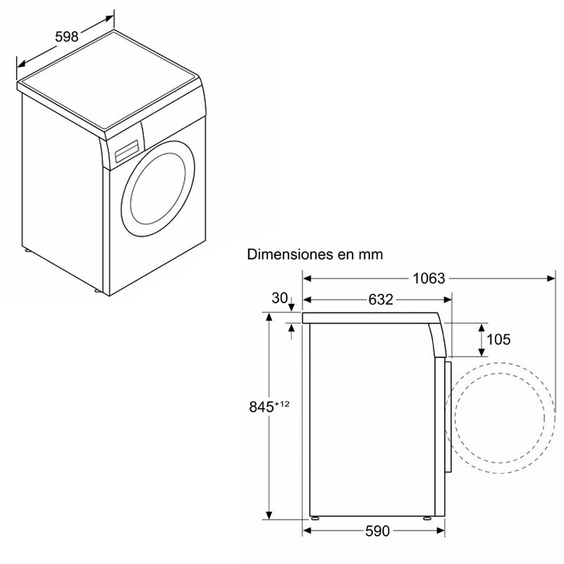 Lavadora frontal Bosch WUU24T65ES Serie 6 – 9 kg, 1200 rpm, Clase A