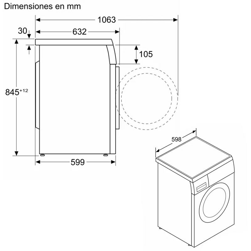 Lavadora carga frontal Bosch WUU28T63ES – 8 kg, 1.400 rpm, Clase A