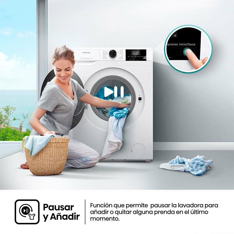 Lavadora carga frontal Hisense WF1G7021BW – 7 kg, Inverter, Vapor 99,9%
