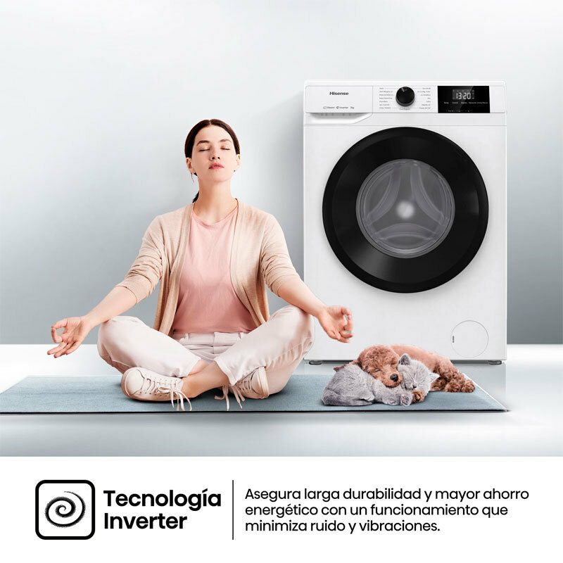 Lavadora carga frontal Hisense WF1G7021BW – 7 kg, Inverter, Vapor 99,9%