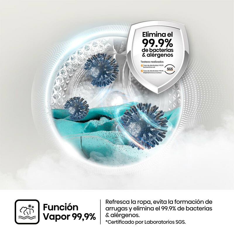 Lavadora carga frontal Hisense WF1G7021BW – 7 kg, Inverter, Vapor 99,9%