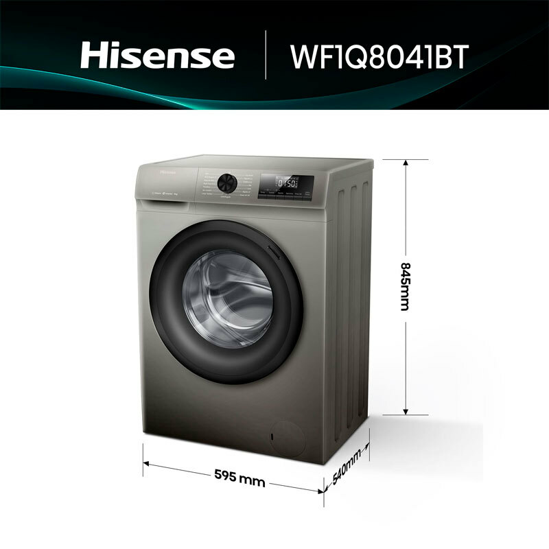 Lavadora Hisense WF1Q8041BT – 8 kg, 1.400 rpm, Clase A
