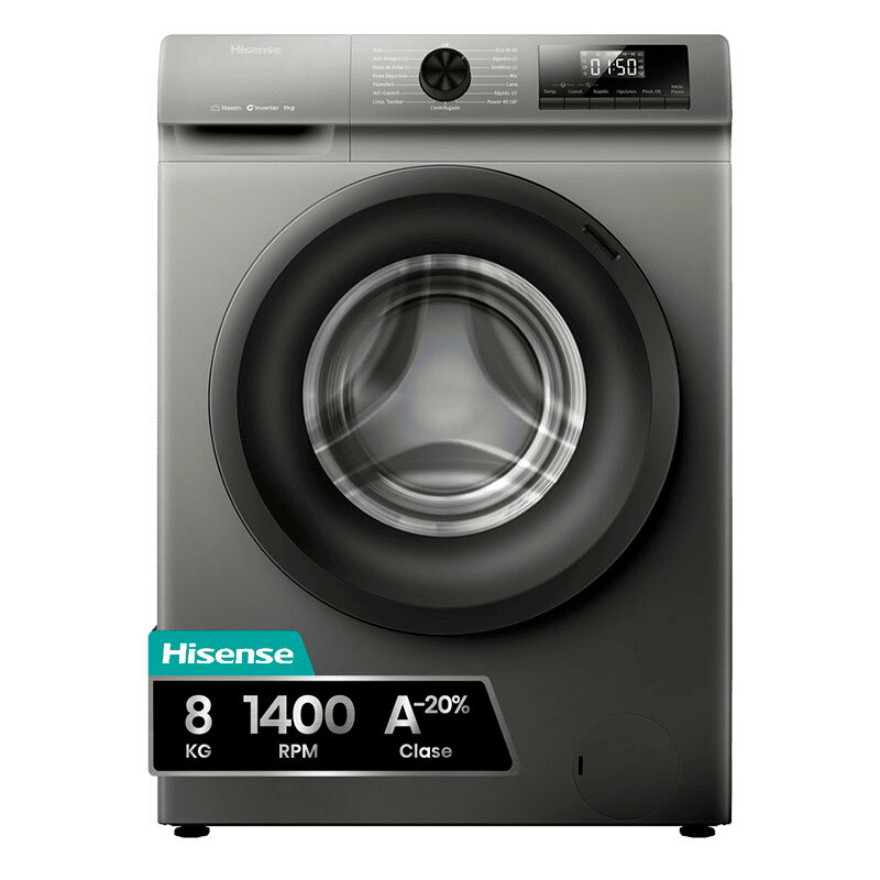 Lavadora Hisense WF1Q8041BT – 8 kg, 1.400 rpm, Clase A