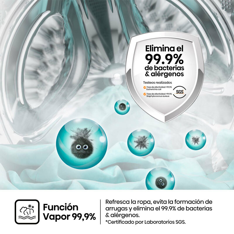 Lavadora carga frontal Hisense WF1Q8041BW – 8 kg, 1.400 rpm, Vapor