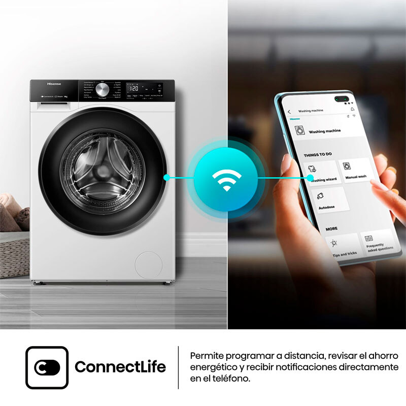Lavadora carga frontal Hisense WF3S1043BW1 – 10 kg, 1.400 rpm, WiFi