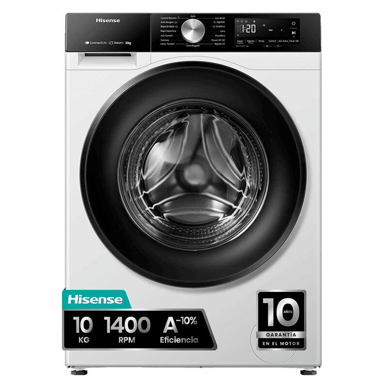 Lavadora carga frontal Hisense WF3S1043BW1 – 10 kg, 1.400 rpm, WiFi