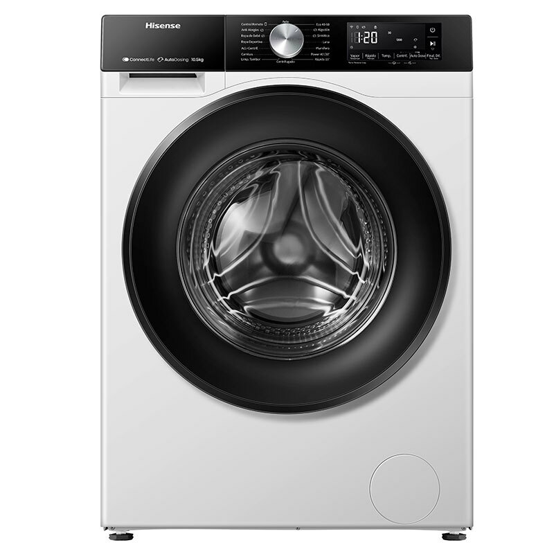 Lavadora frontal Hisense WF3S1045BW3 – 10,5 kg, 1.400 rpm, WiFi con vapor