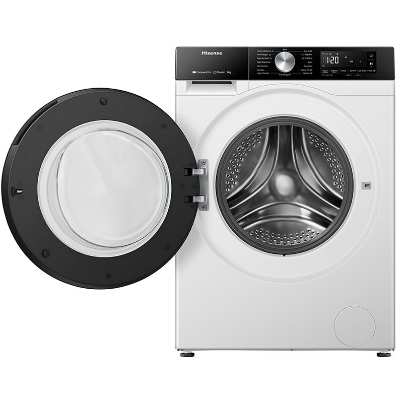 Lavadora carga frontal Hisense WF3S9043BW3 – 9 kg, Motor Inverter, Vapor y WiFi