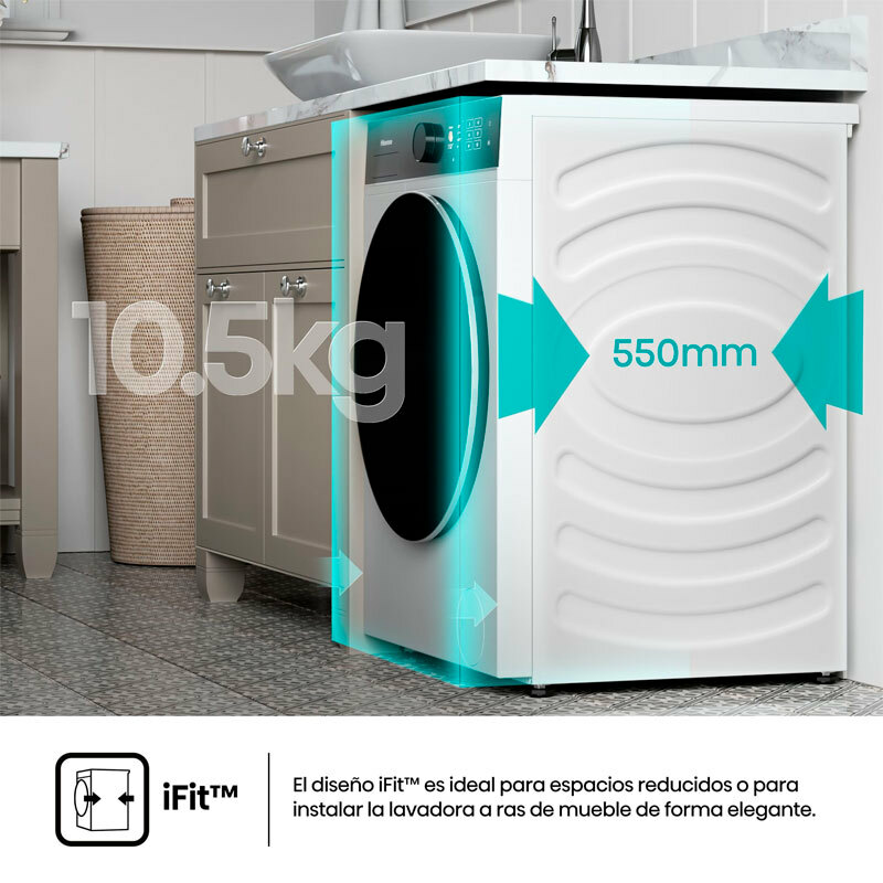 Lavadora carga frontal Hisense WF5i1045BWQ – 10,5 kg, Clase A, Wi‑Fi