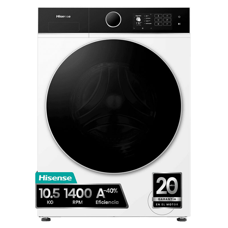Lavadora carga frontal Hisense WF5i1045BWQ – 10,5 kg, Clase A, Wi‑Fi