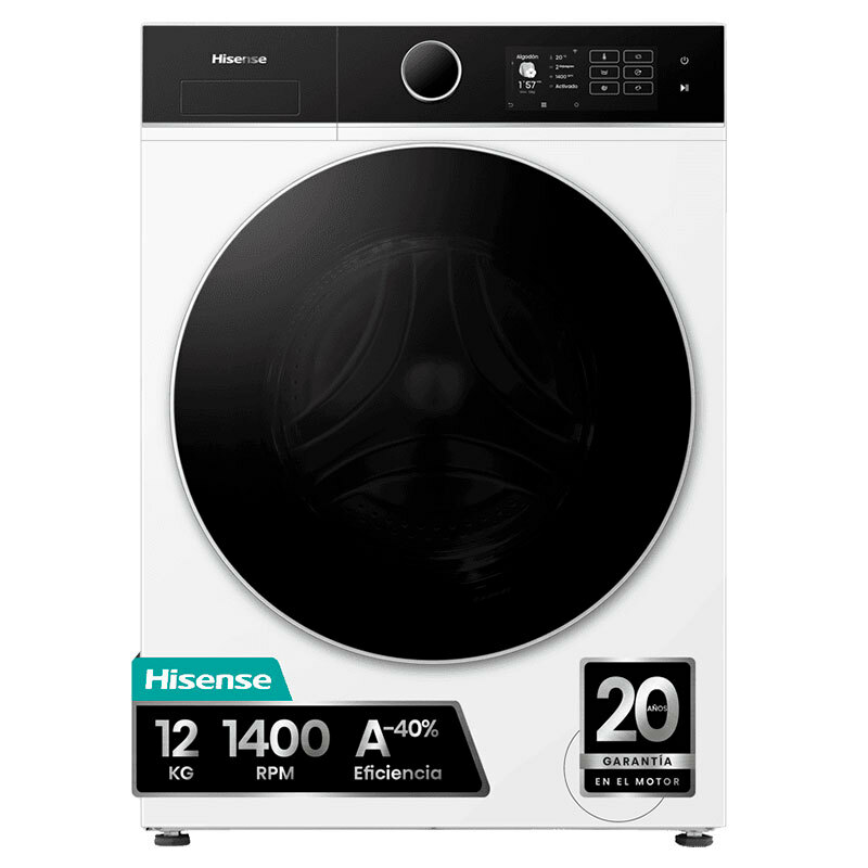 Lavadora frontal Hisense WF5i1245BWR – 12 kg, Dosificación automática, WiFi
