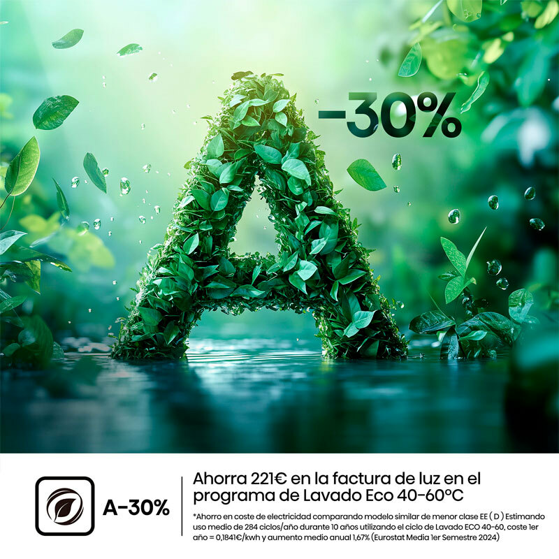 Lavadora Hisense WF5I8043BWF – 8 kg, Clase A, 1.400 rpm