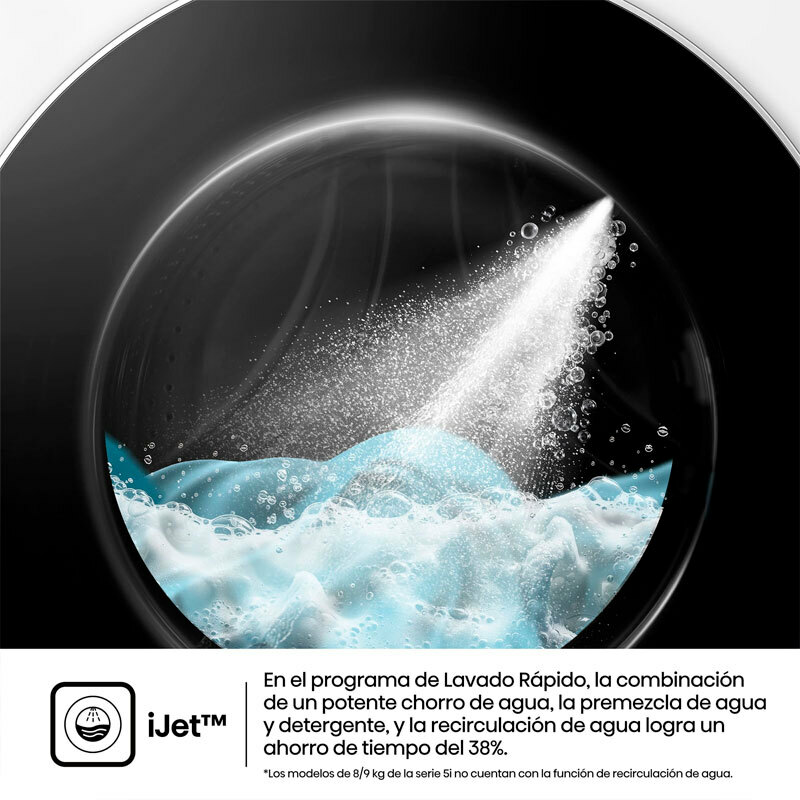 Lavadora Hisense WF5I8043BWF – 8 kg, Clase A, 1.400 rpm