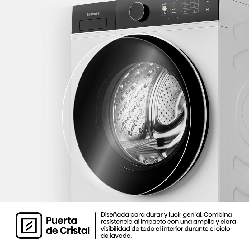 Lavadora Hisense WF5I8043BWF – 8 kg, Clase A, 1.400 rpm