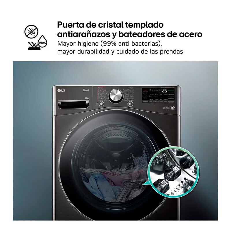 Lavadora carga frontal LG F0P3CYV2E – 20 kg, AI Direct Drive, TurboWash360