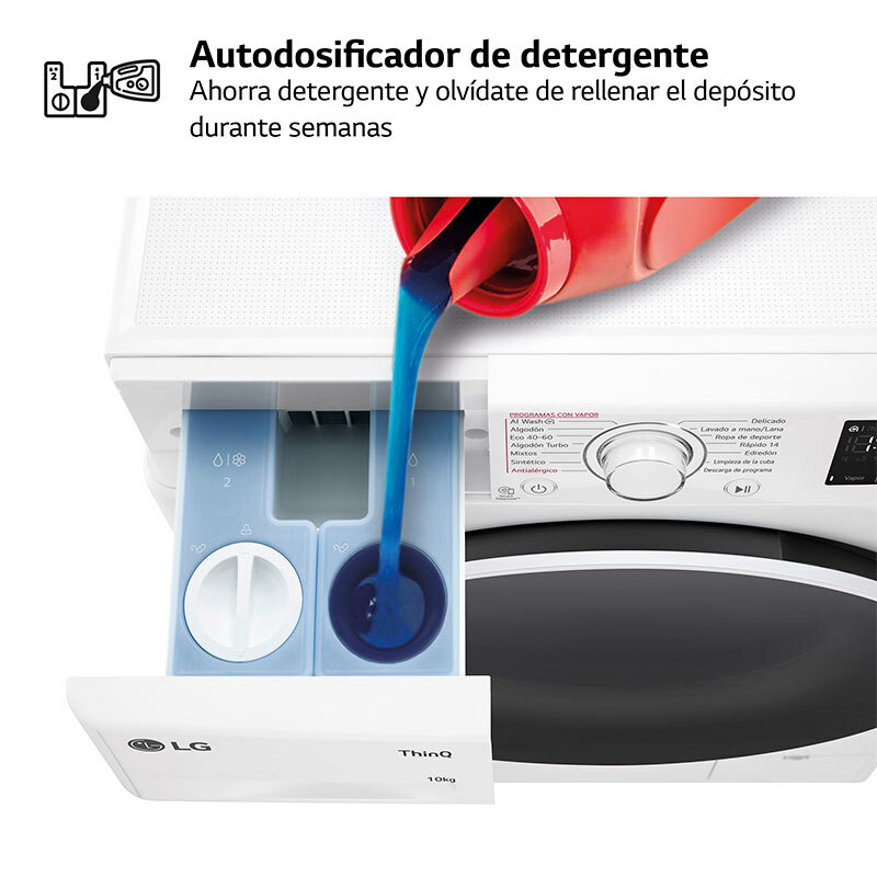 Lavadora LG F4WR5510A0W – 10 kg, AI Direct Drive, Dosificación automática
