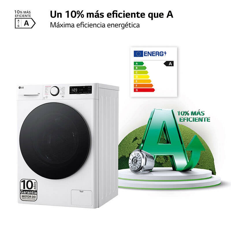 Lavadora carga frontal LG F4WR6010AGW – 10 kg, AI Direct Drive, TurboWash