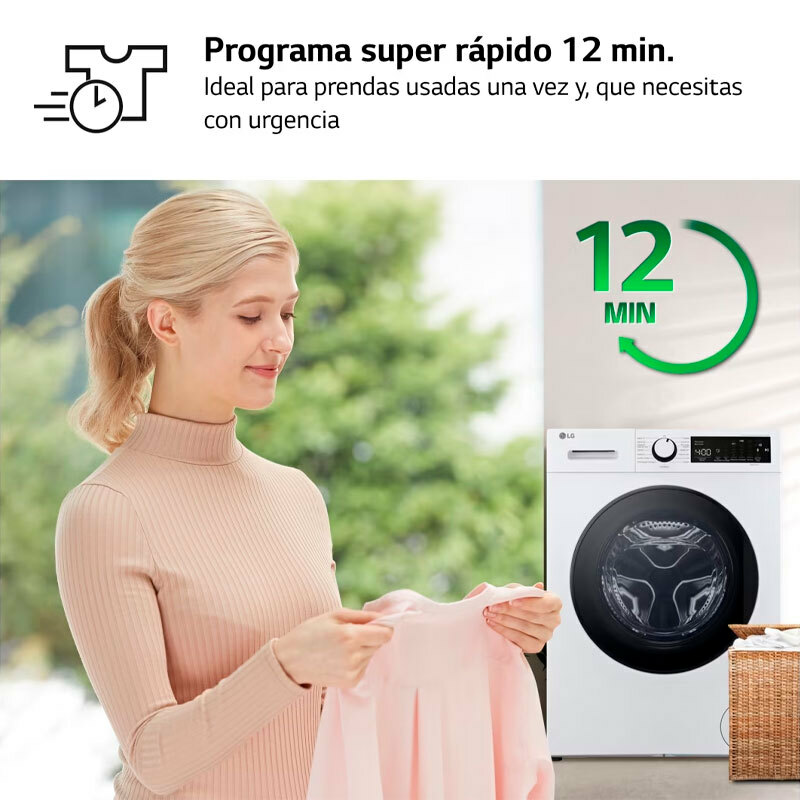 Lavadora carga frontal LG F4WT2009S3W – 9 kg, Inverter 1.400 rpm, Clase A