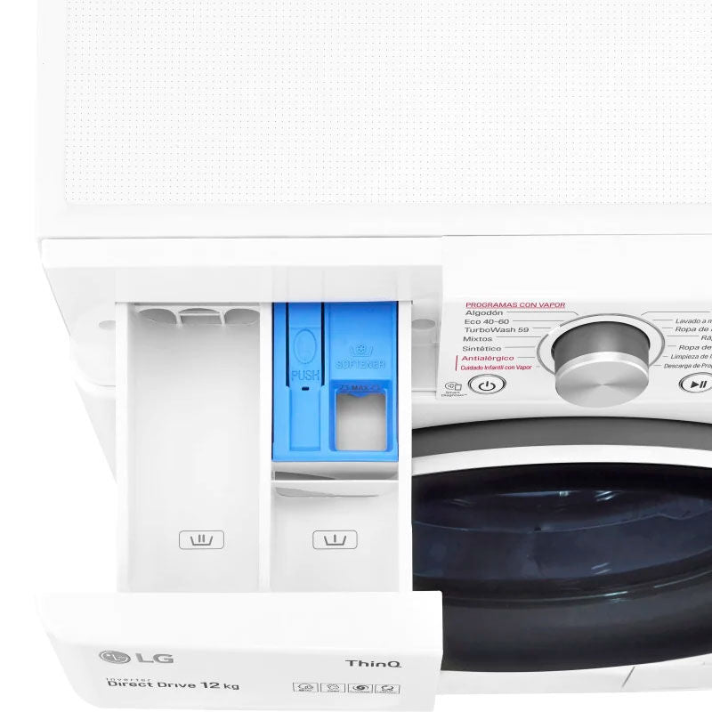 Lavadora carga frontal LG F4WV5012S0W – 12 kg, 1.400 rpm, Wi‑Fi ThinQ