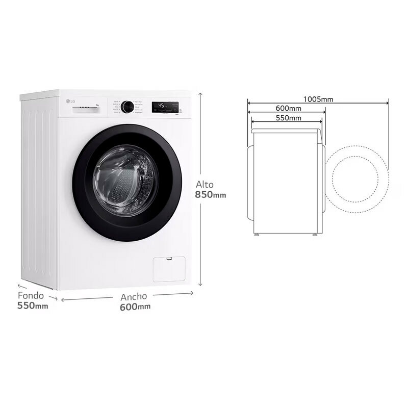 Lavadora frontal LG F4X1009NWK – 9 kg, 1.400 rpm, Wi‑Fi