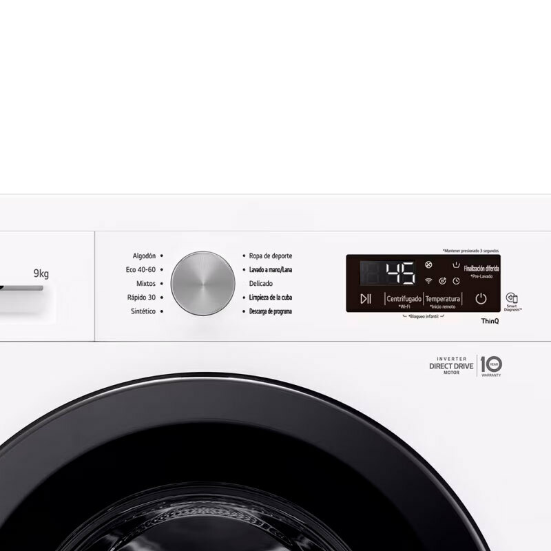Lavadora frontal LG F4X1009NWK – 9 kg, 1.400 rpm, Wi‑Fi