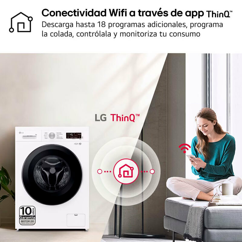 Lavadora frontal LG F4X1009NWK – 9 kg, 1.400 rpm, Wi‑Fi