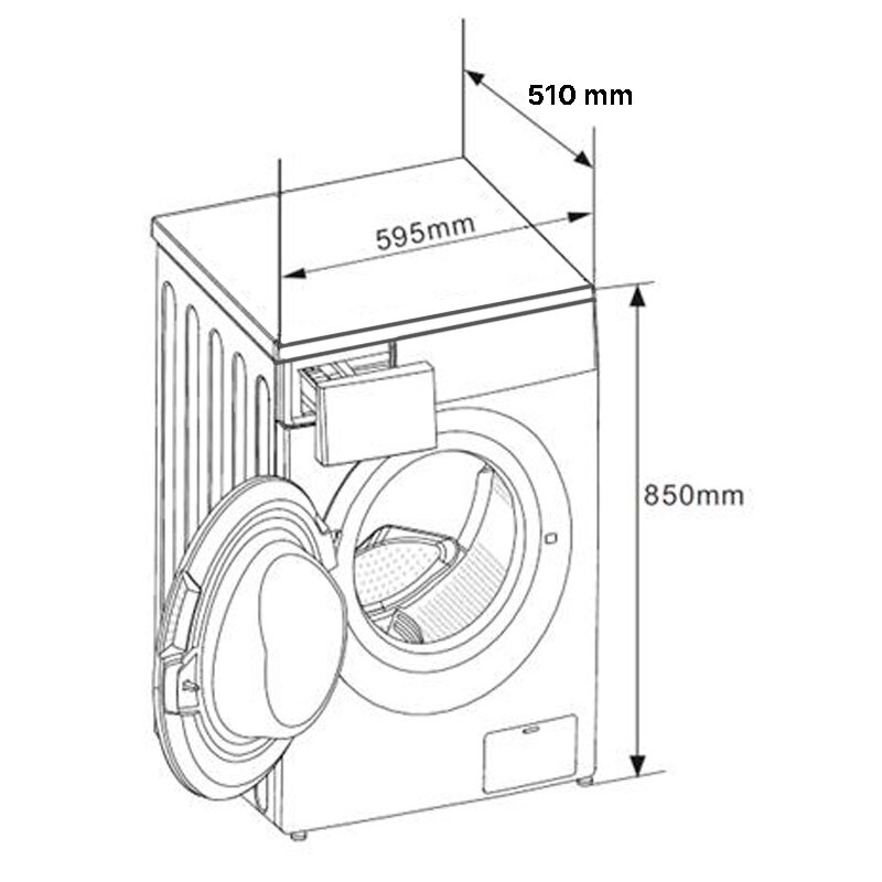 Lavadora de carga frontal Midea MFE70-UI408B – 7 kg, 1.400 rpm, 15 programas