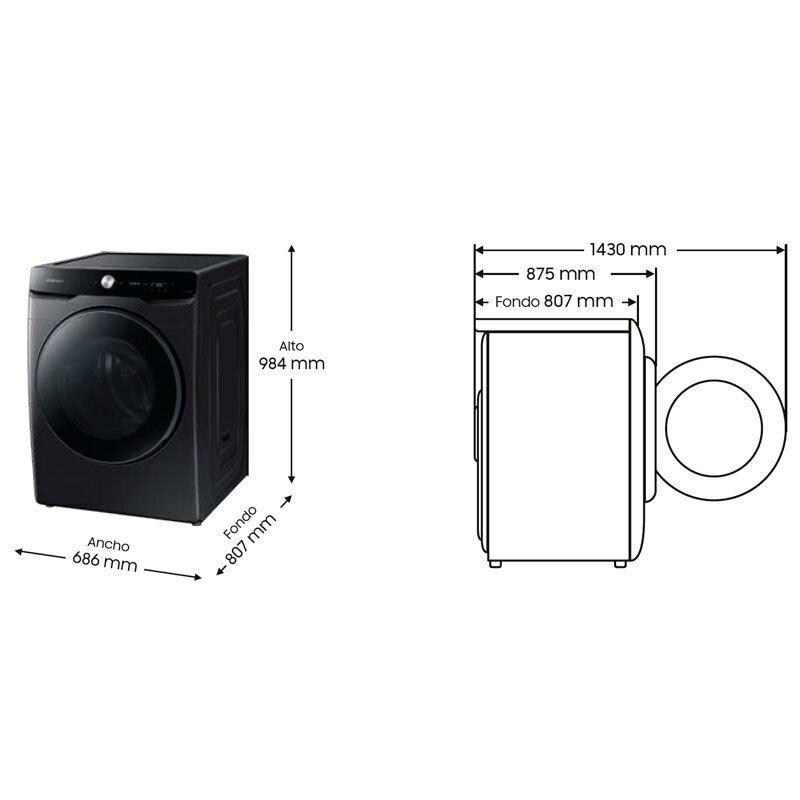 Lavadora carga frontal Samsung WF20DG8650BVU3 – 20 kg, EcoBubble e IA, Wi‑Fi SmartThings