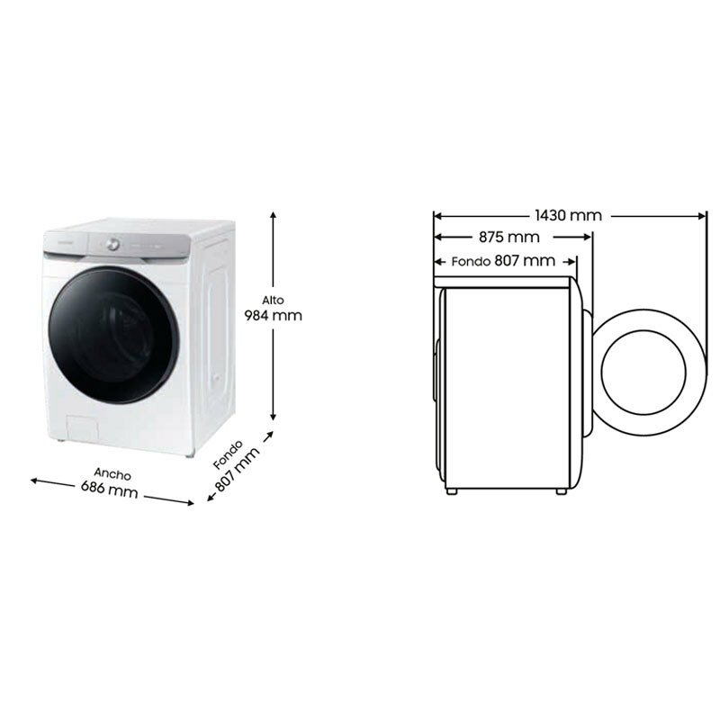 Lavadora frontal Samsung WF20DG8650BWU3 – 20 kg, Clase A, Wi‑Fi