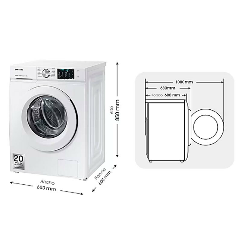 Lavadora Samsung WW11BBA046TWEC – 11 kg, Digital Inverter, EcoBubble y Vapor