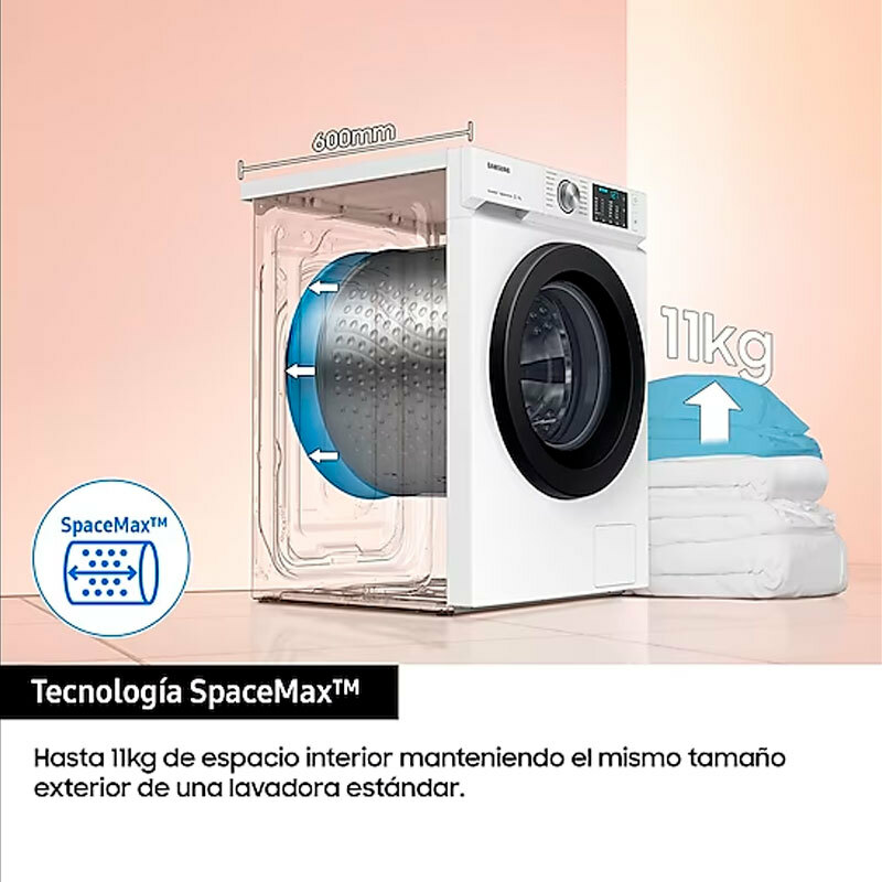 Lavadora Samsung WW11BBA046TWEC – 11 kg, Digital Inverter, EcoBubble y Vapor