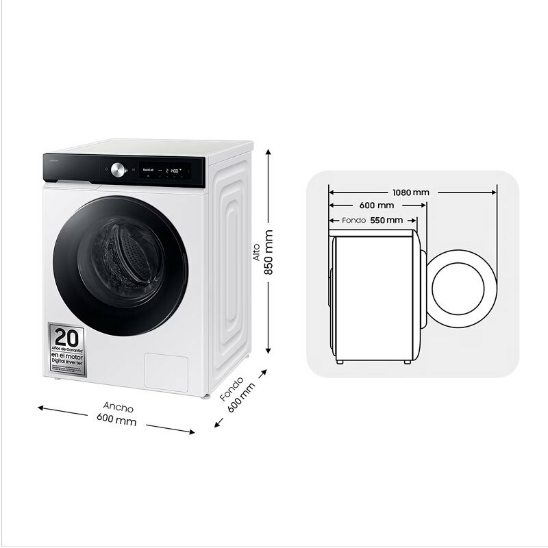 Lavadora carga frontal Samsung WW11DB7B94GEU3 – 11 kg, Autodosificación, Motor Inverter
