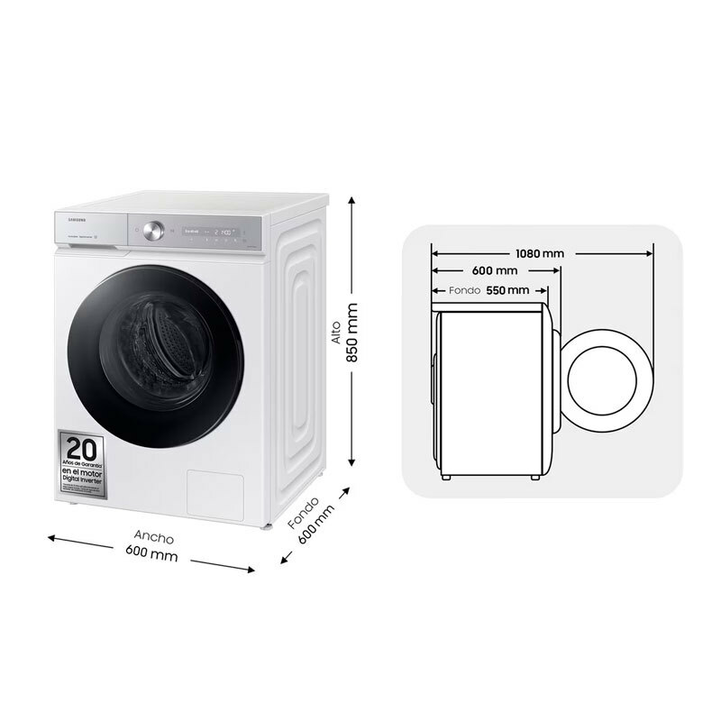 Lavadora carga frontal Samsung WW11DB8B95GHU3 – 11 kg, Autodosificación, Wi‑Fi