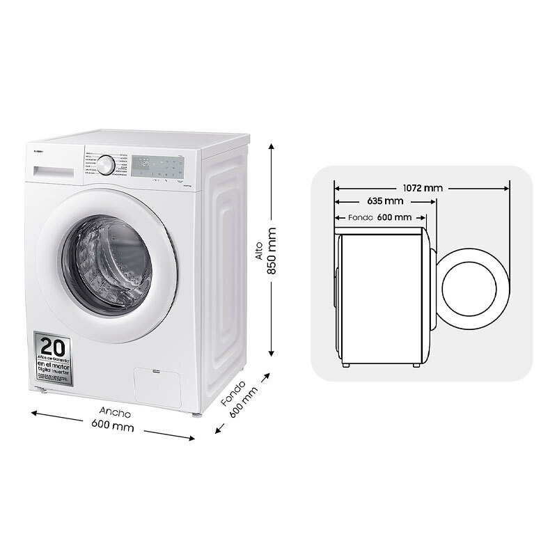 Lavadora carga frontal Samsung WW80CGC04DTHEC – 8 kg, EcoBubble, Wi‑Fi