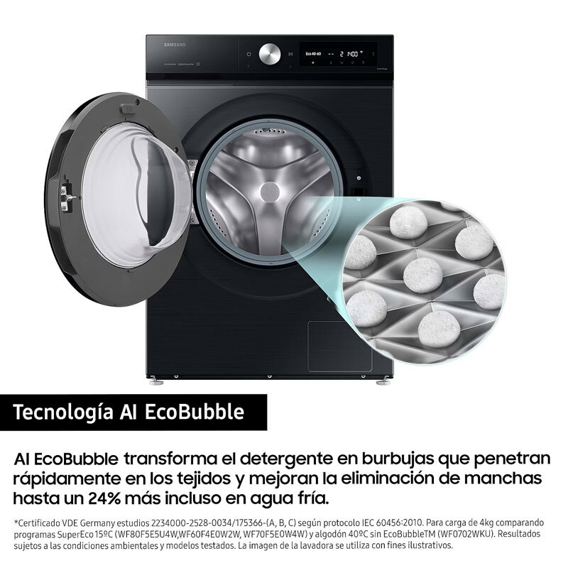 Lavadora carga frontal Samsung WW90DB7U94GBU3 – 9 kg, Autodosificación, Wi‑Fi SmartThings
