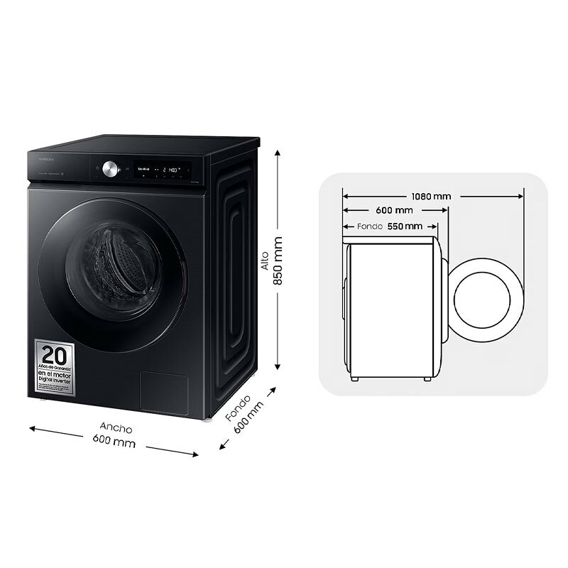 Lavadora carga frontal Samsung WW90DB7U94GBU3 – 9 kg, Autodosificación, Wi‑Fi SmartThings