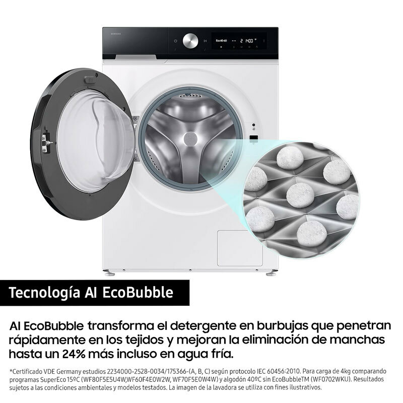 Lavadora carga frontal Samsung WW90DB7U94GEU3 – 9 kg, Clase A, Autodosificación
