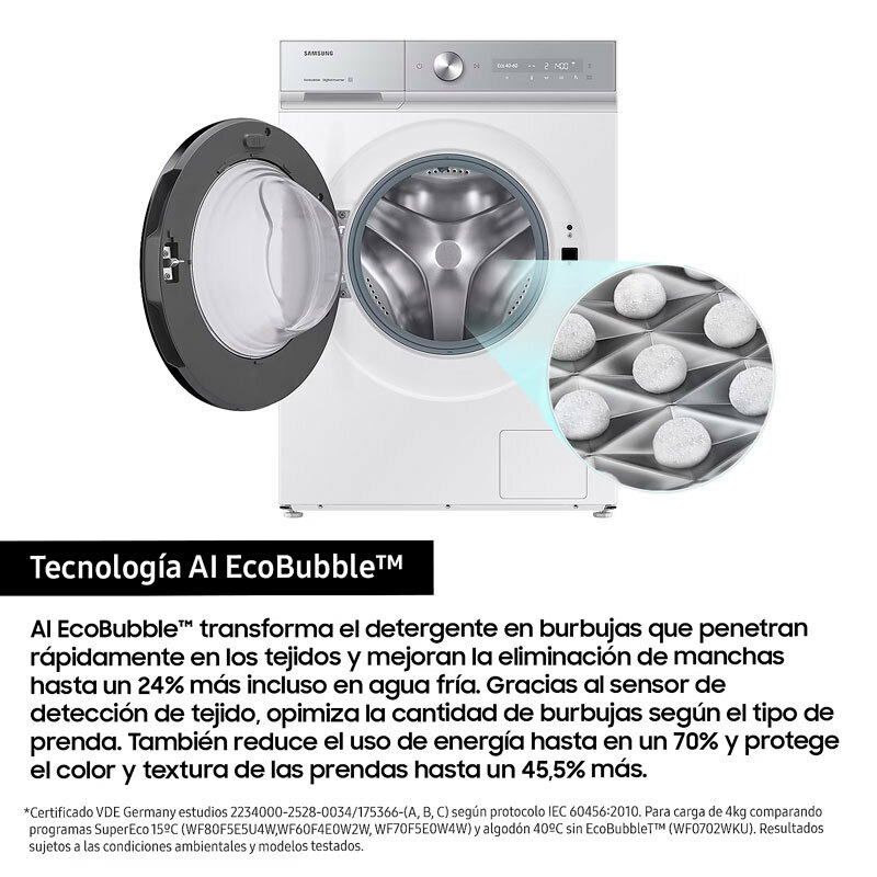 Lavadora carga frontal Samsung WW90DB8U95GHU3 – 9 kg, Autodosificación, WiFi SmartThings