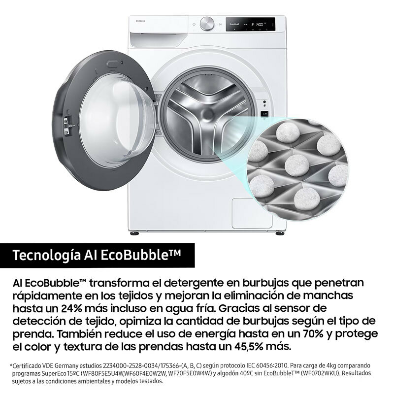 Lavadora frontal Samsung WW90DG6U85LEU3 – 9 kg, Clase A, Autodosificación