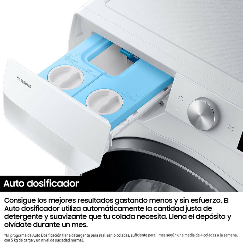 Lavadora frontal Samsung WW90DG6U85LEU3 – 9 kg, Clase A, Autodosificación