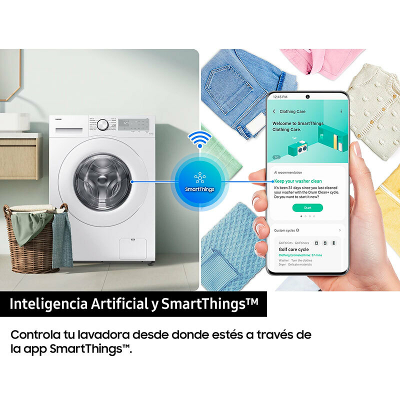 Lavadora frontal Samsung WW11DG5B25THEC – 11 kg, AI EcoBubble, 1.400 rpm